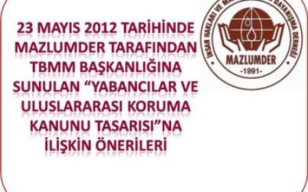 MAZLUMDER'den“Yabancılar Ve Uluslararası Koruma Kanunu Tasarısı”  Raporu