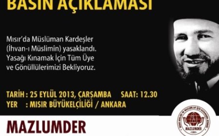 İhvan-ı Müslimin'in Kapatılmasına İlişkin Basın Açıklamasına Davet