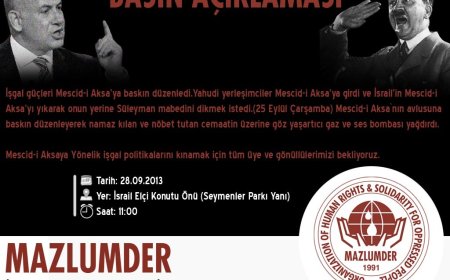 Basın Açıklamasına Davet; Kudüs İşgali İçin Ayaktayız