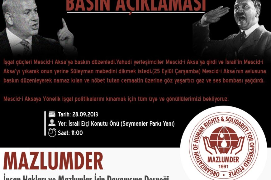 Basın Açıklamasına Davet; Kudüs İşgali İçin Ayaktayız