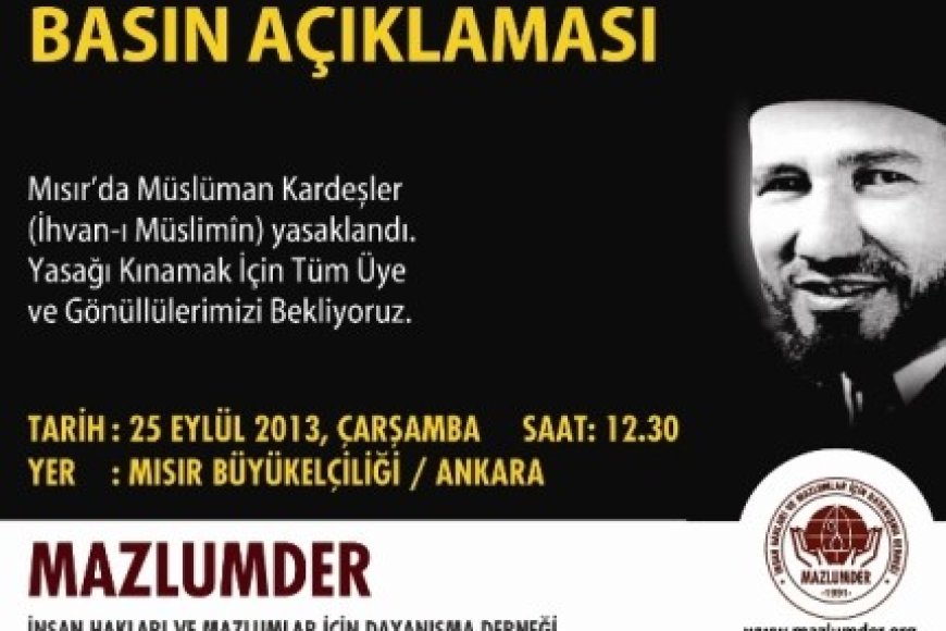 İhvan-ı Müslimin'in Kapatılmasına İlişkin Basın Açıklamasına Davet