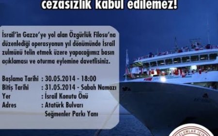 Mavi Marmara İçin Basın Açıklamasına ve Sabahlama Eylemine Davetlisiniz