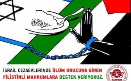 İSRAİL CEZAEVLERİNDE ÖLÜM ORUCUNA GİREN FİLİSTİNLİ MAHKUMLARA DESTEK